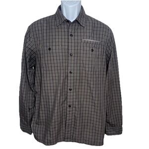 Howler Bros Botton Front Gray Plaid Long Sleeve Shirt Men Size Medium